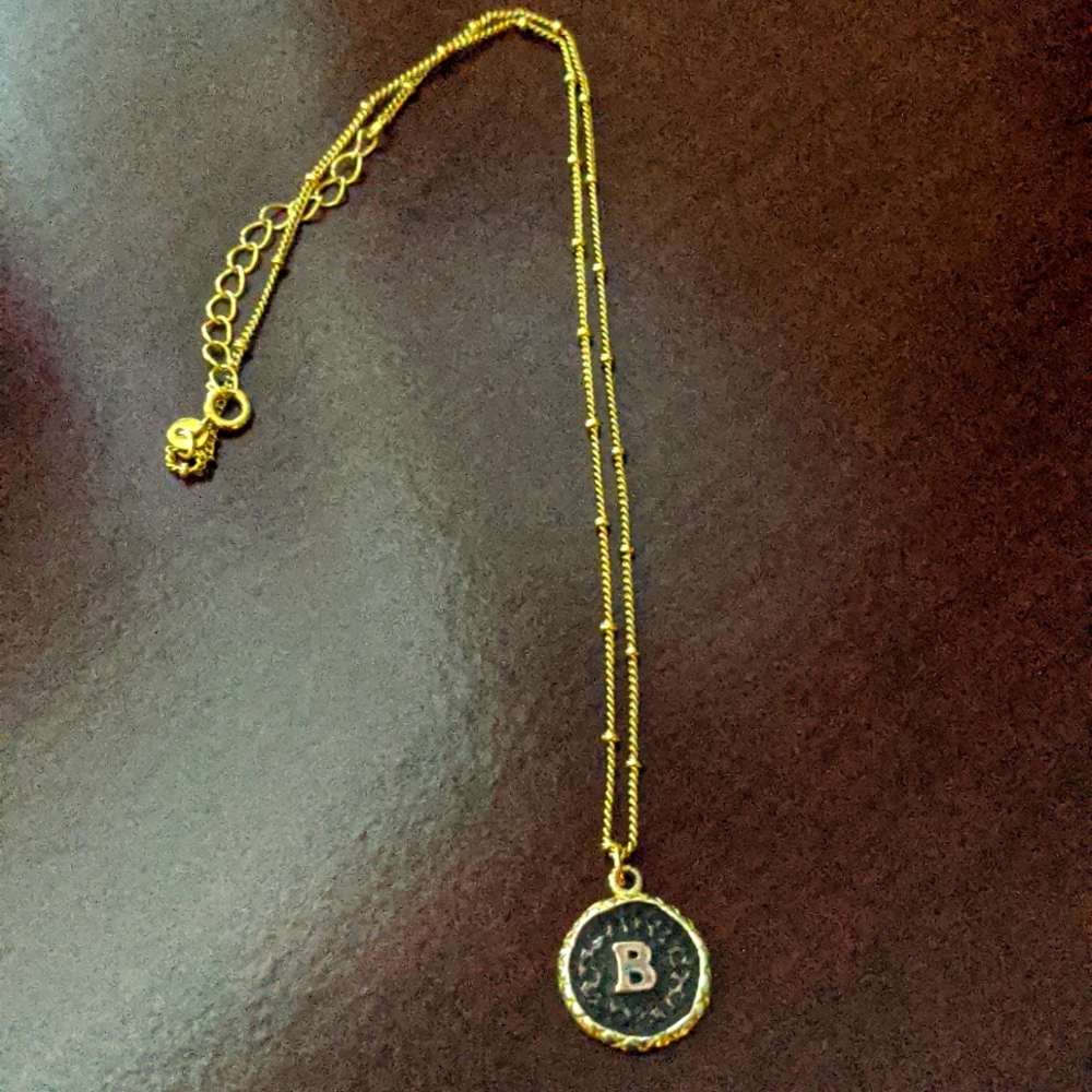 Vintage coin letter necklace
